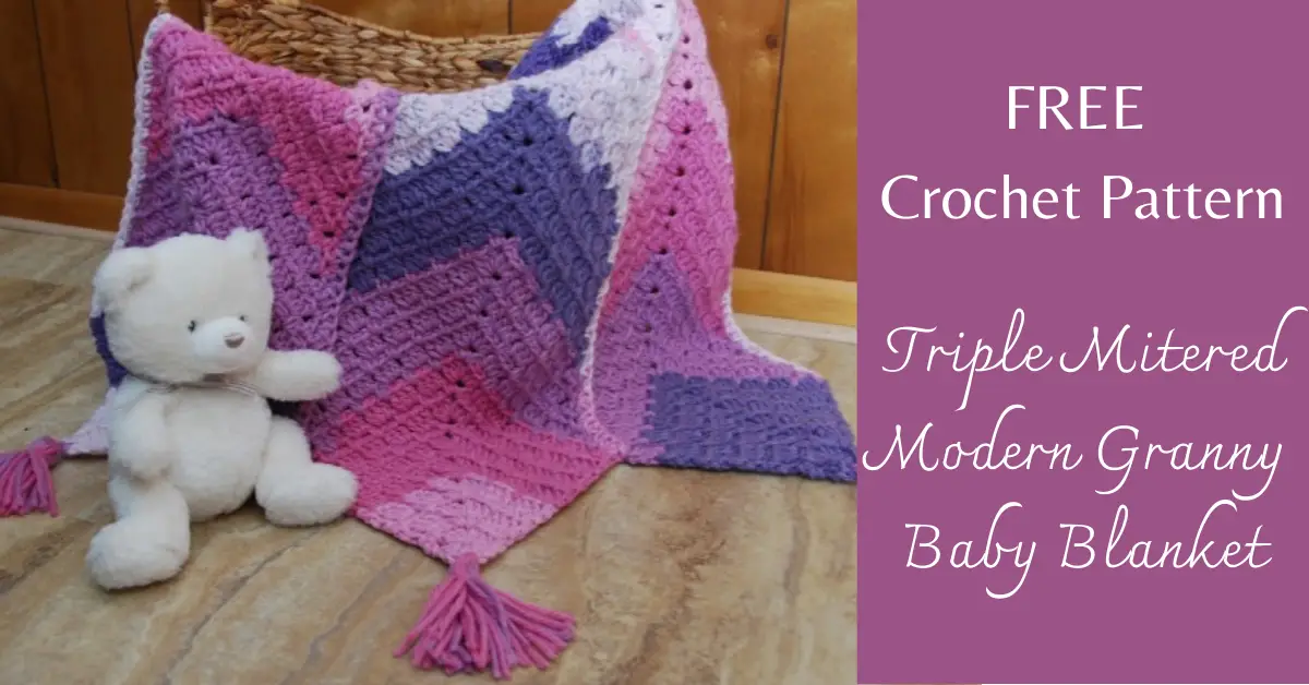 FREE Crochet Pattern Triple Mitered Modern Granny Baby Blanket I