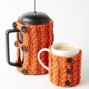 Free Knitting Pattern- Coffee Press and Mug Cozies