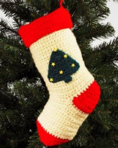 Christmas Tree Christmas Stocking - Free Crochet Pattern