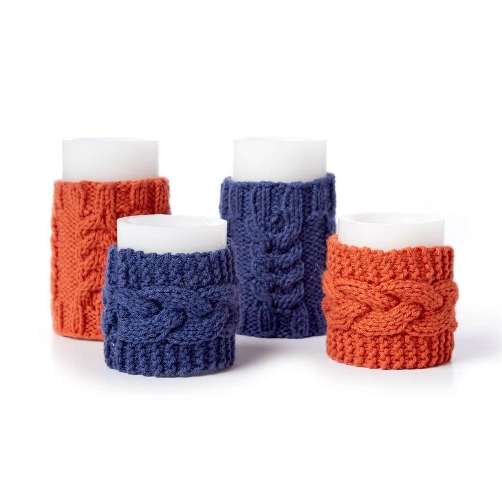 Knit Cable Candle Cozies - Free Knitting Pattern 