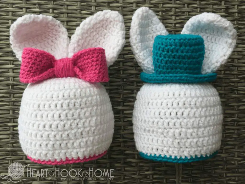 Bunny beanie with ears  - for girls and boys- free Easter crochet hats_