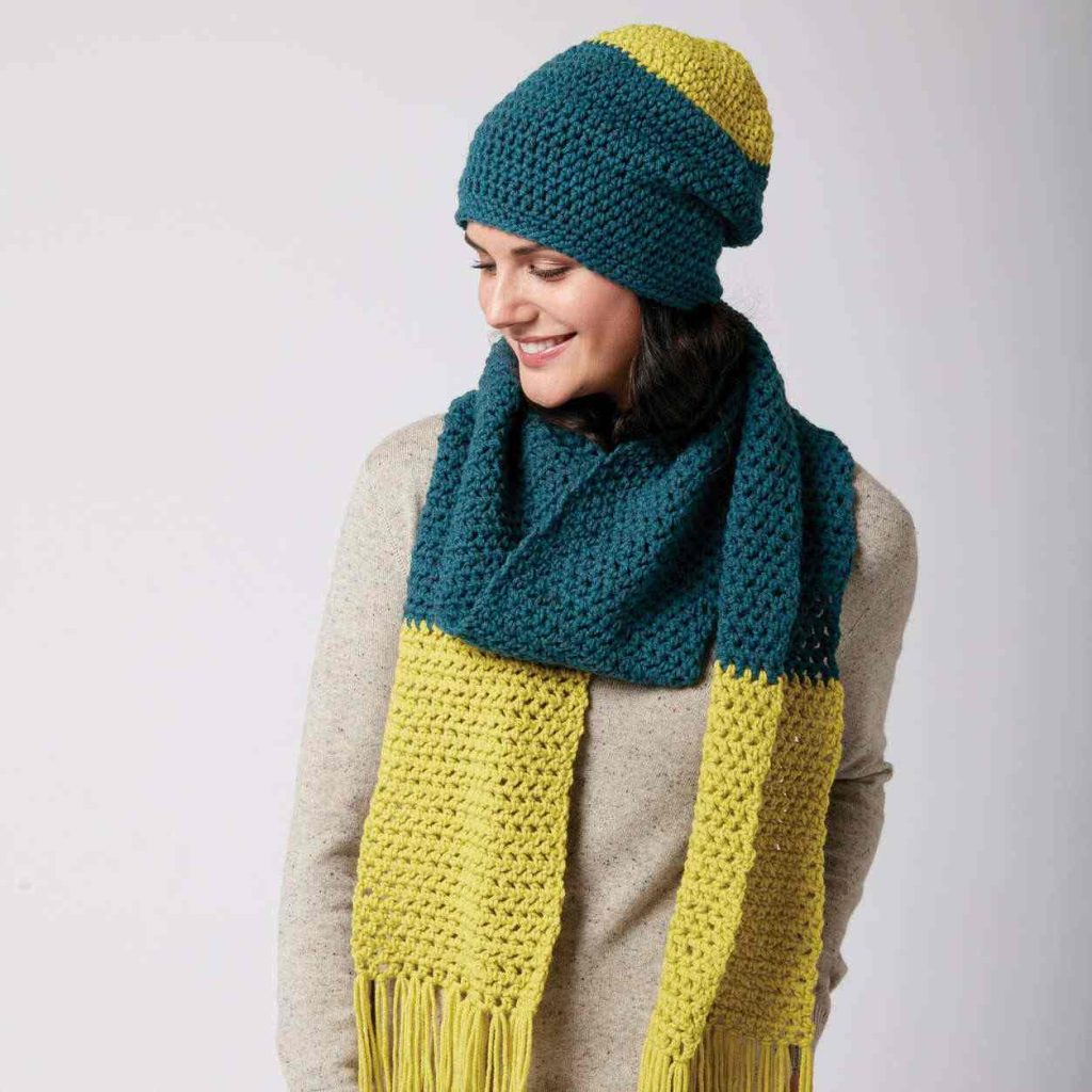 Color Burst Beanie and Scarf Set - free crochet pattern_
