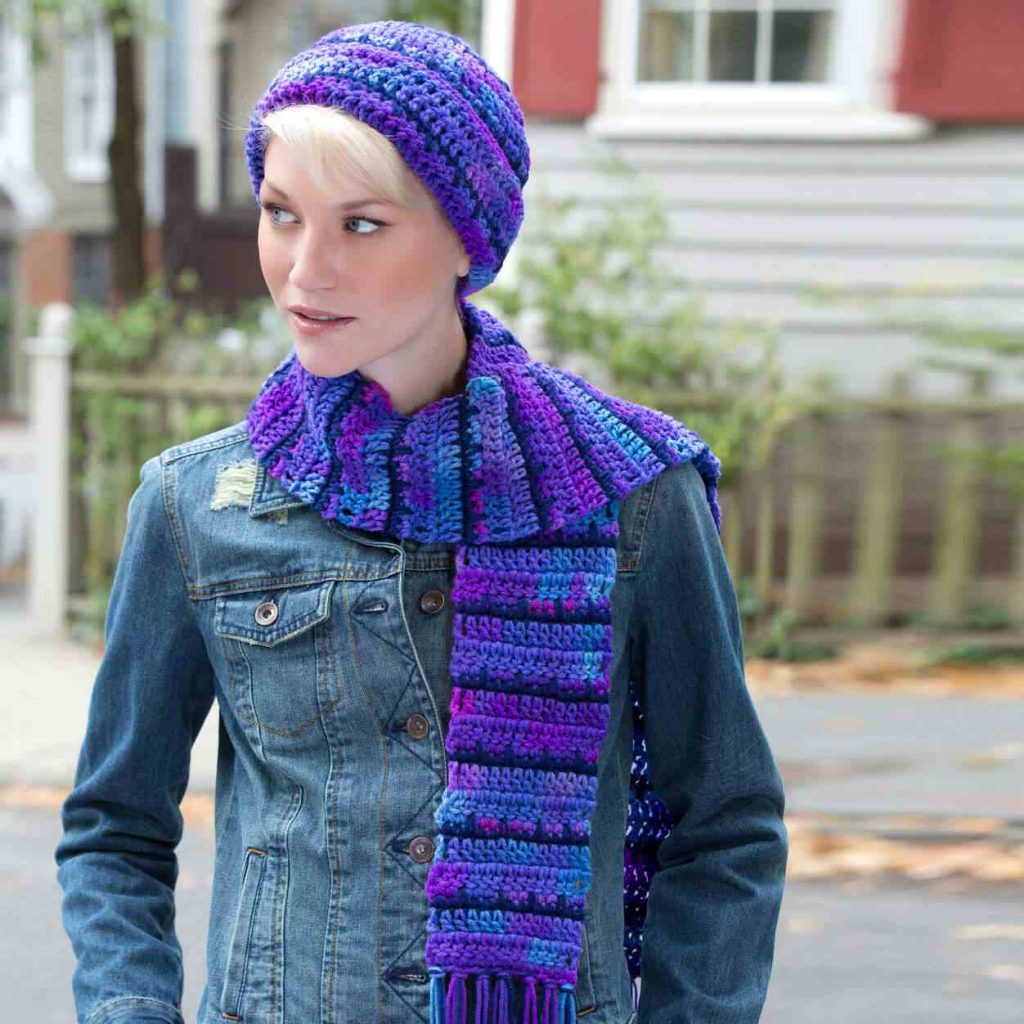 Jagged Lines Hat & Scarf Set - Free Crochet Pattern