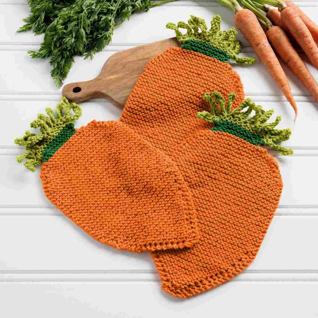 24 Carrot Knit Dishcloth - Free Knitting Pattern