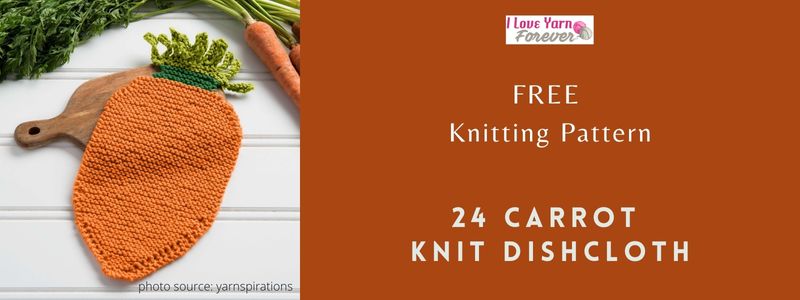 24 Carrot Knit Dishcloth - free knitting pattern Featured Image - ILYF
