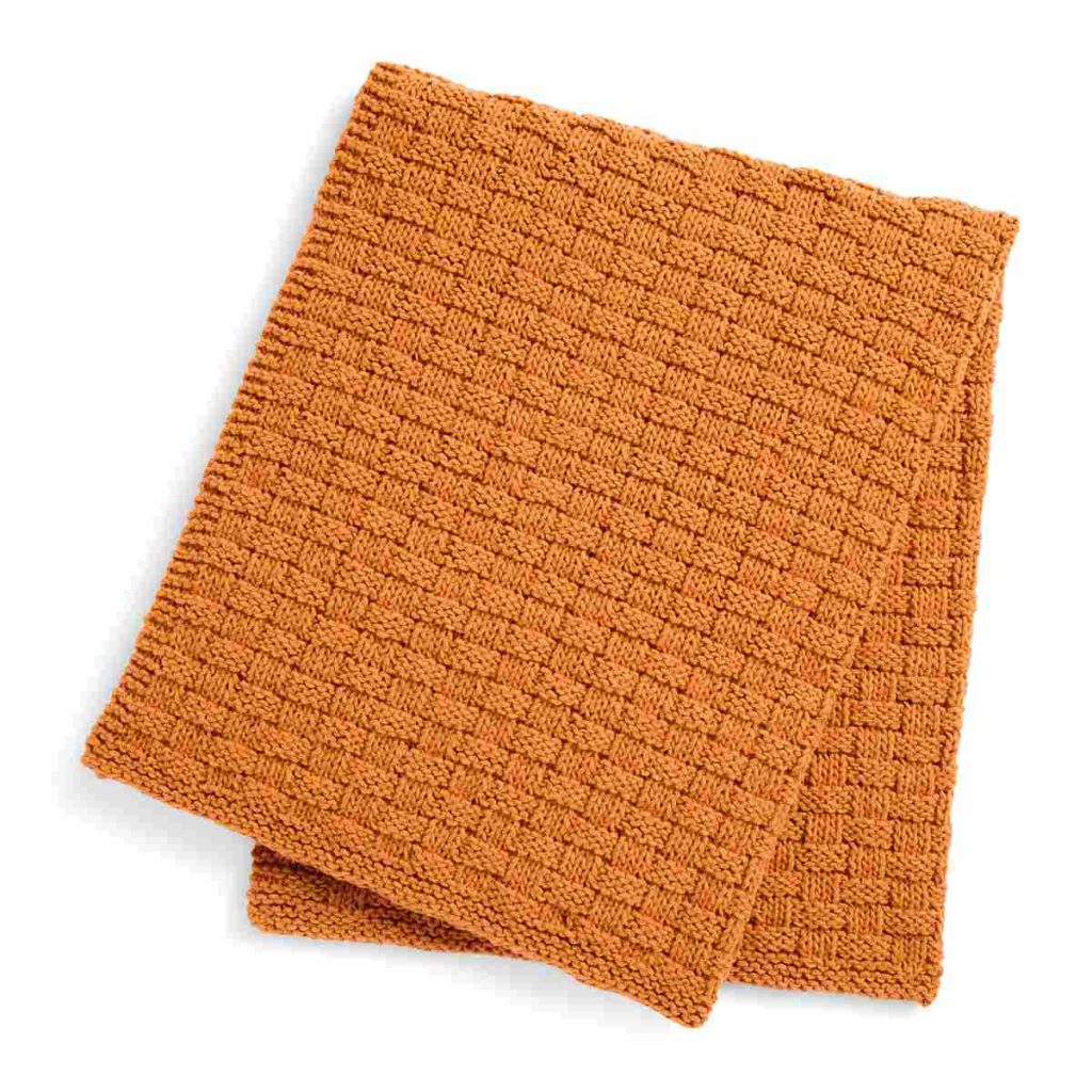 Basketweave Knit Blanket - Free Knitting Pattern by Yarnspirations_