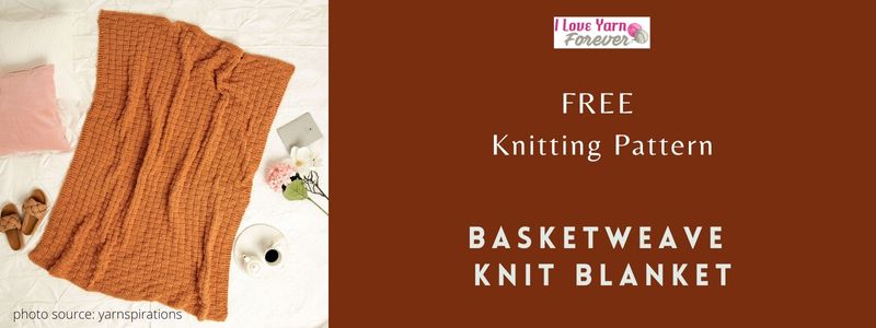 Basketweave Knit Blanket - free knitting pattern featured cover - ILYF
