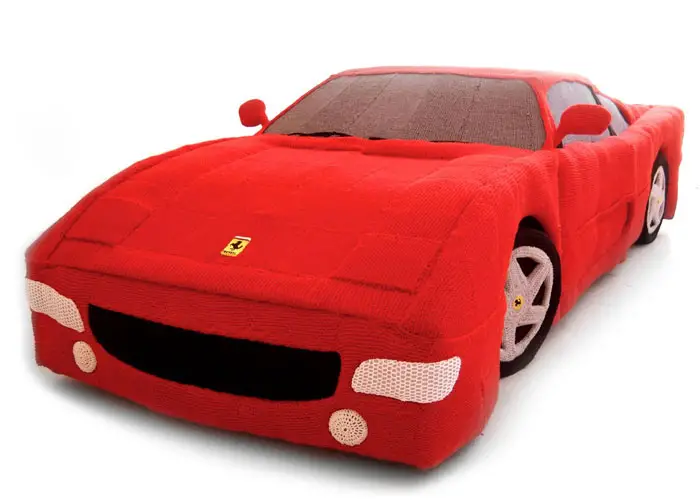 12 Miles of Yarn - knitted Ferrari car by Lauren Porter