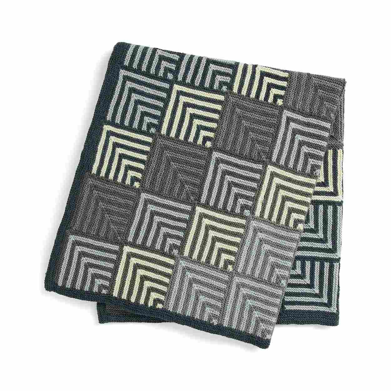 Fading Blocks Mitered Knit Blanket - Free Knitting Pattern