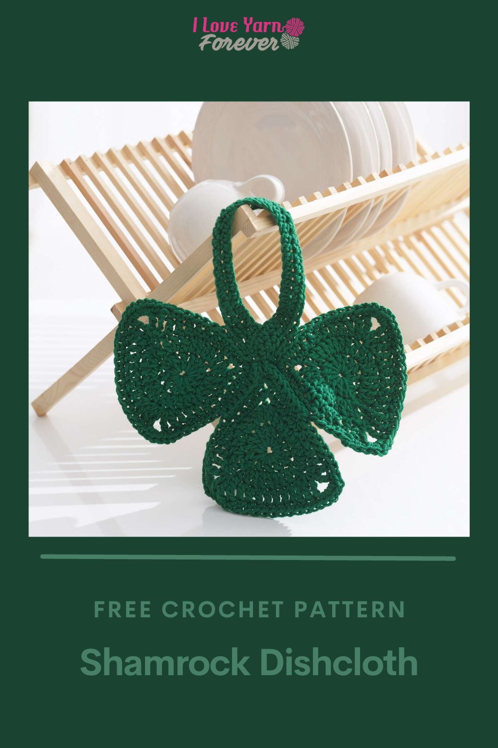 Free Crochet Pattern Shamrock Dishcloth I Love Yarn Forever