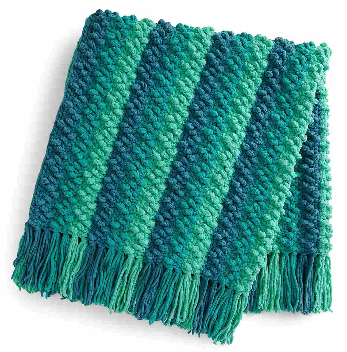 Chevron Bobble Stripes Blanket- Free Crochet Pattern