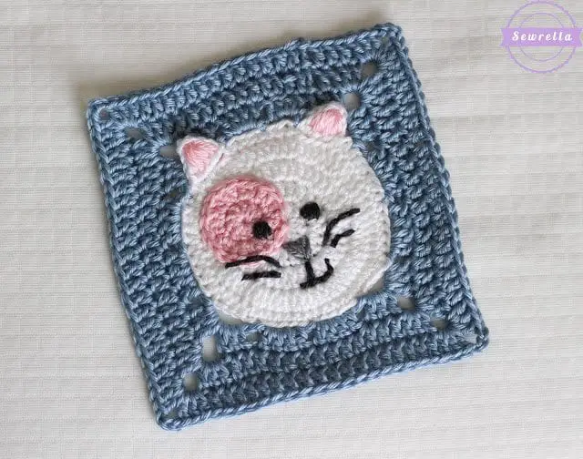 Kitty Cat Granny Square - Free Crochet Pattern