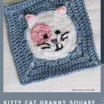 Kitty Cat Granny Square - free crochet pattern Pinterest - ILYF