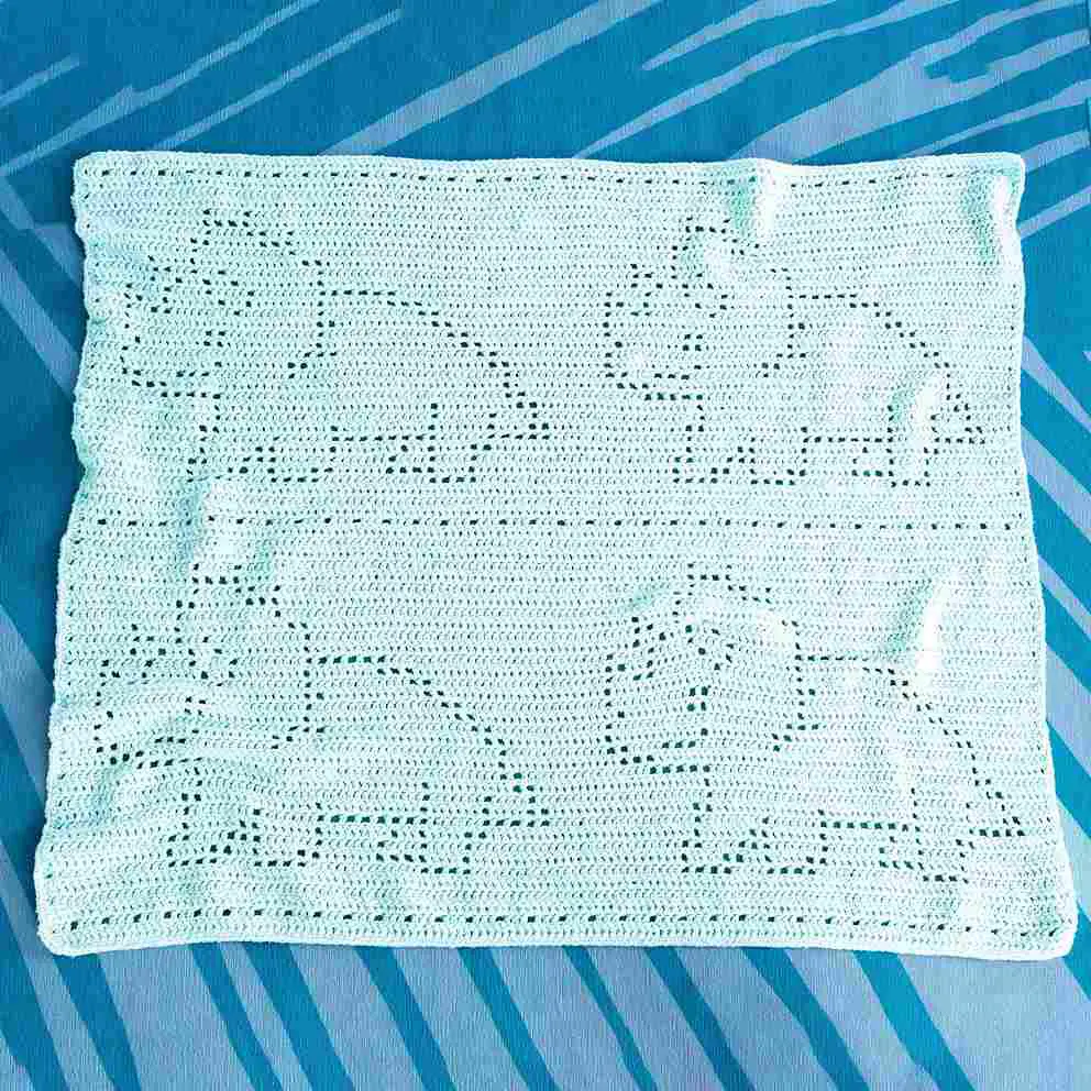 Filet Crochet Dinosaur Baby Blanket - Free Crochet Pattern