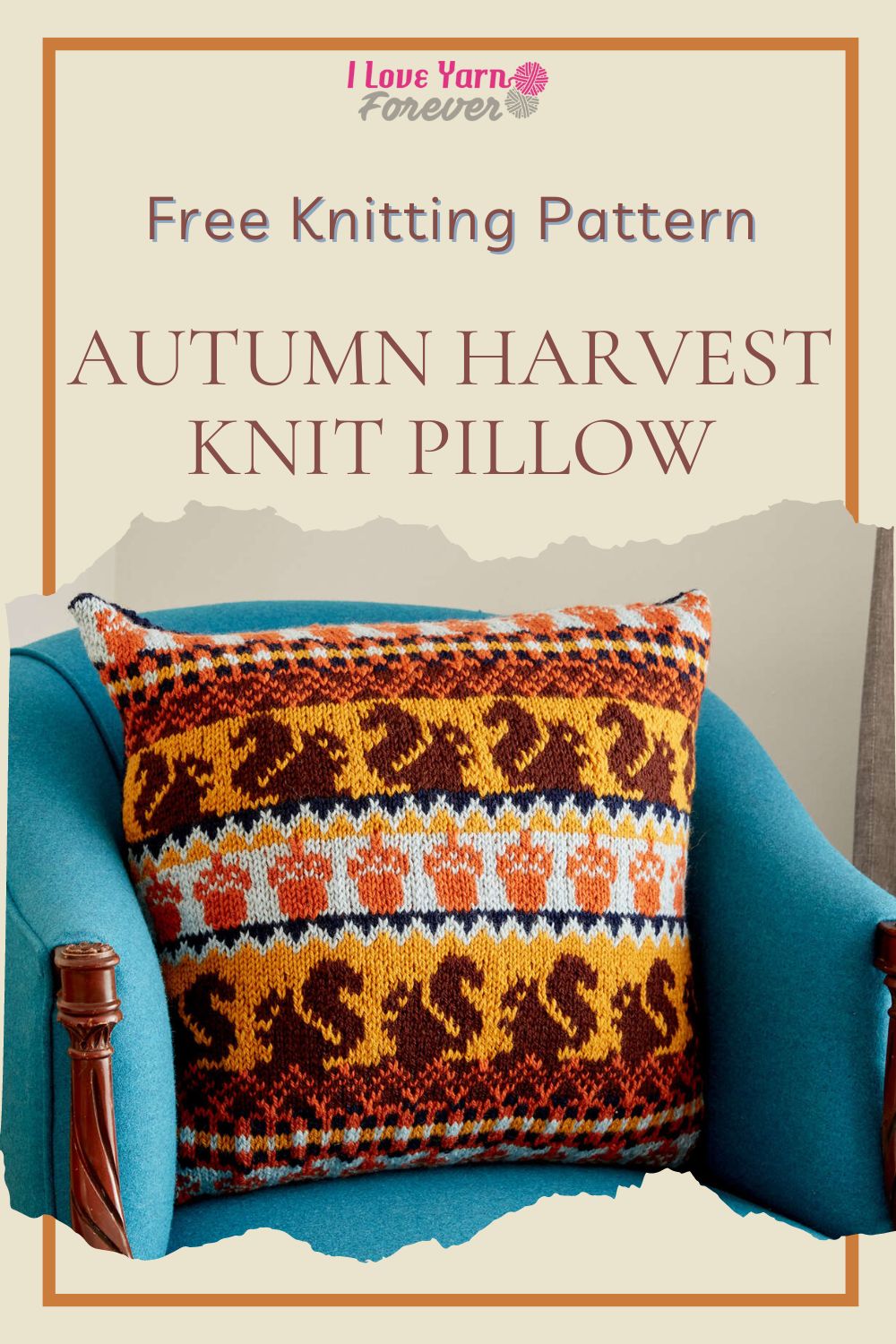 Free Knitting Pattern Autumn Harvest Knit Pillow I Love Yarn Forever