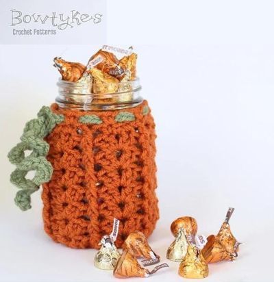 Pumpkin Jar Cozy - Free Crochet Pattern