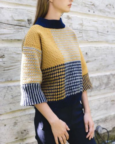 Blocked & Cropped Crochet Pullover - Free Crochet Pattern