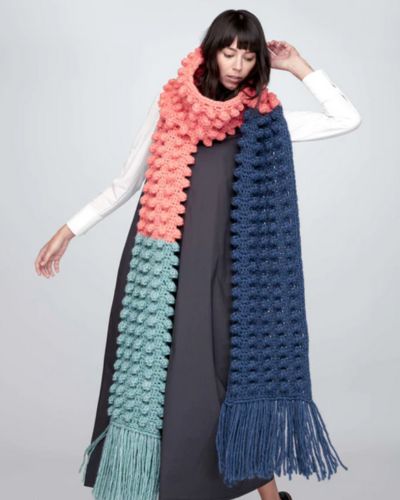 Color Block Bobble Scarf - Free Crochet Pattern
