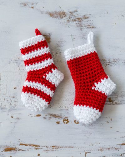 Crochet Mini Stockings Christmas Ornament - Free Crochet Pattern