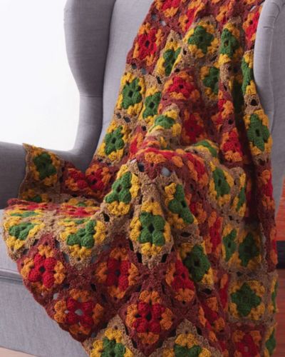 Fall Colors Granny Crochet Blanket - Free Crochet Pattern