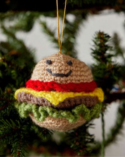 Happy Hamburger Ornament - Free Crochet Pattern