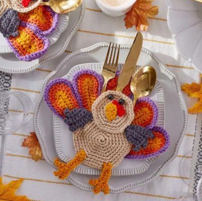 Turkey Silverware Holder - Free Crochet Pattern