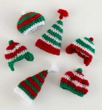 Wee Winter Hat Ornaments - Free Crochet Pattern