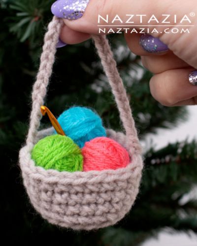 Yarn Basket Ornament - free crochet pattern