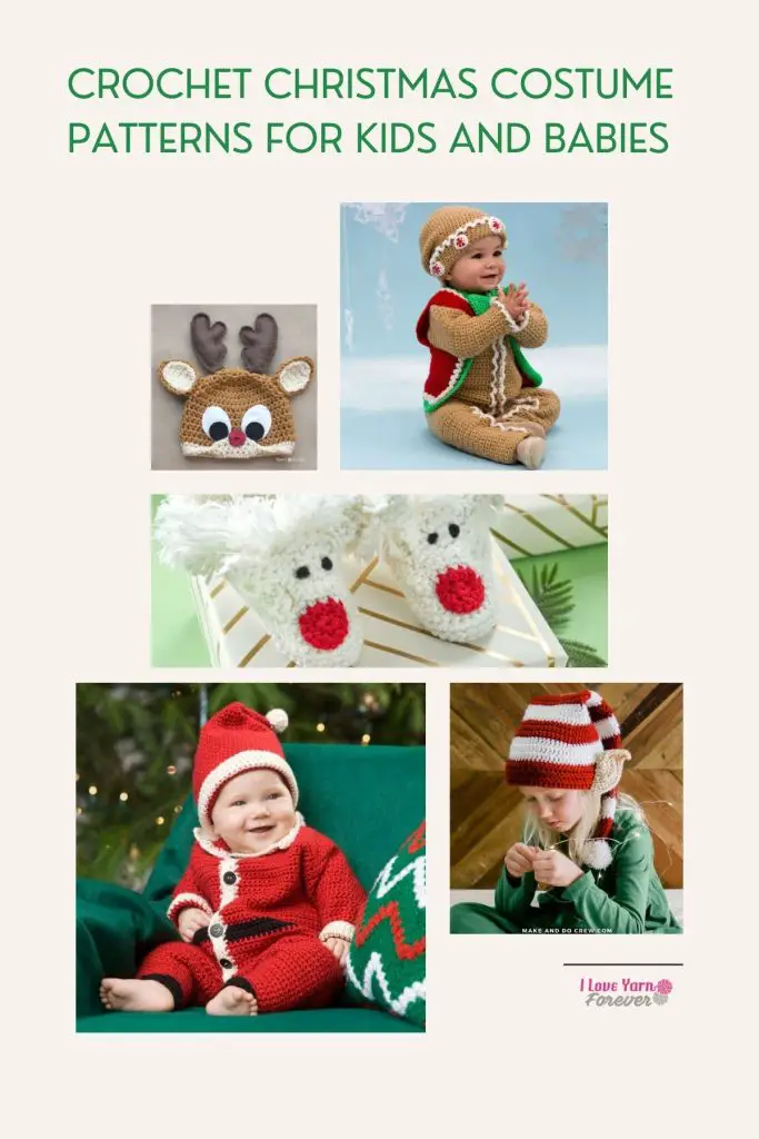 Crochet Christmas Costume Patterns for Kids and Babies roundup - Pinterest - ILYF