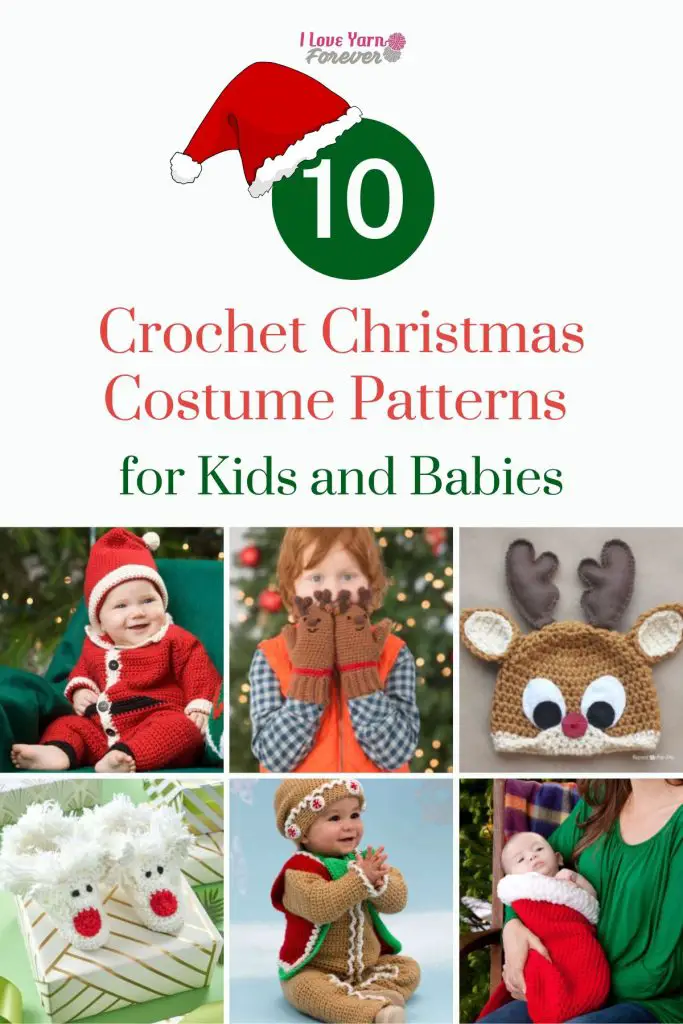 Crochet Christmas Costume Patterns for Kids and Babies roundup - Pinterest ILYF