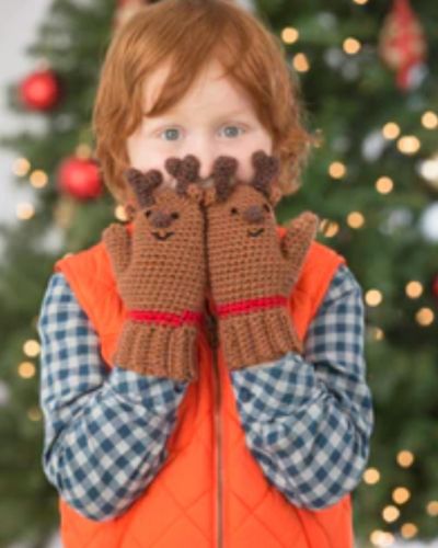 Reindeer Mittens - Free Crochet Pattern