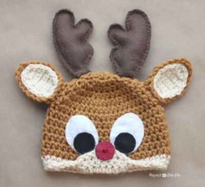 Rudolph the Reindeer Hat - free crochet pattern