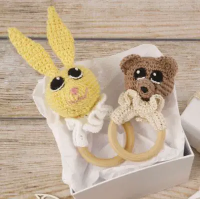 Bunny and Bear Teething Rings - Free Crochet Pattern