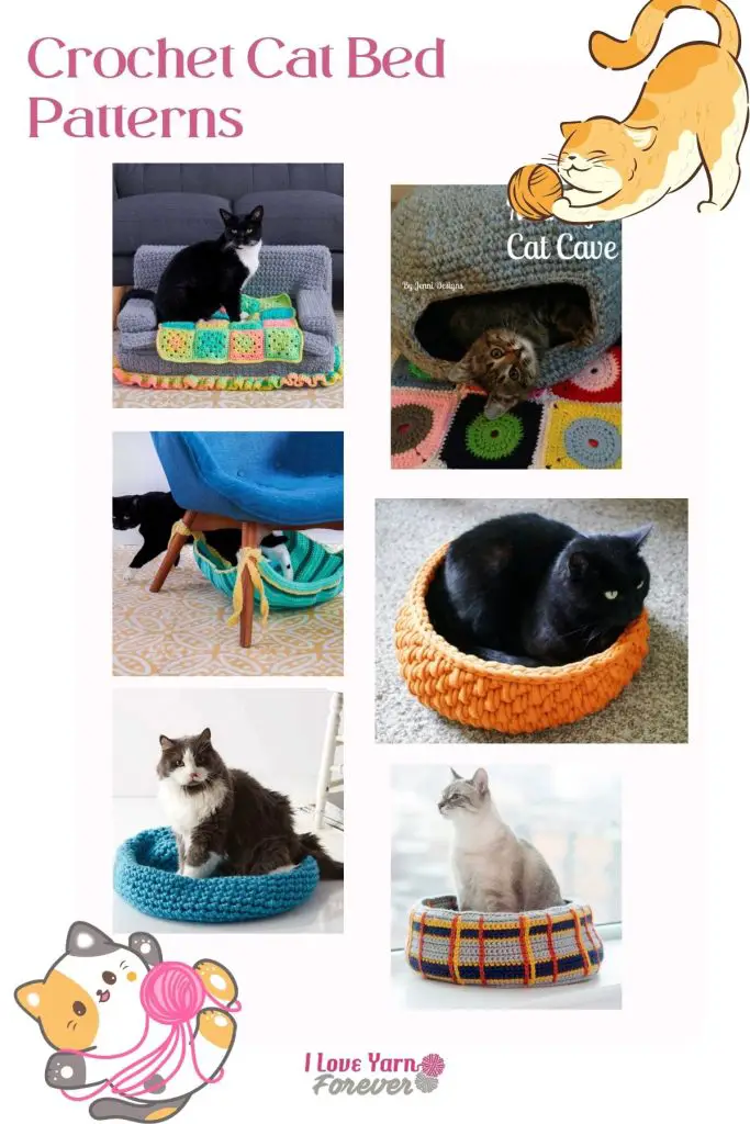 Crochet Cat Bed Patterns roundup 1 ILYF Pinterest