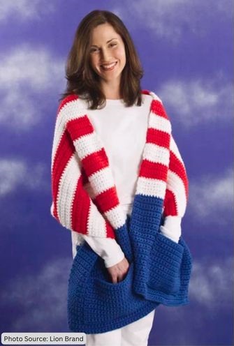 Patriotic Pocket Wrap - free crochet patttern